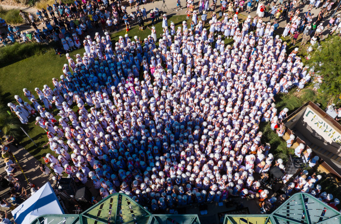 Drone shot of the Marilyn gathering