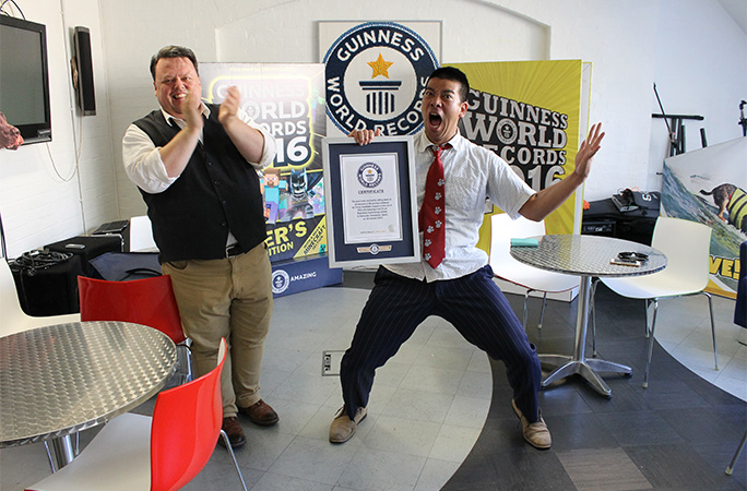 Mr Cherry with GWR's Craig Glenday in 2015