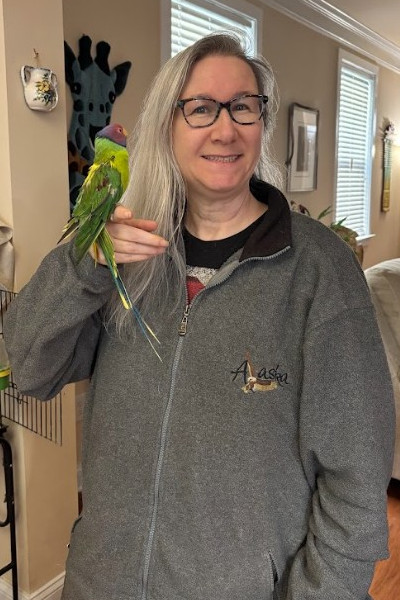 Amanda Beth holding Spoodles on her finger