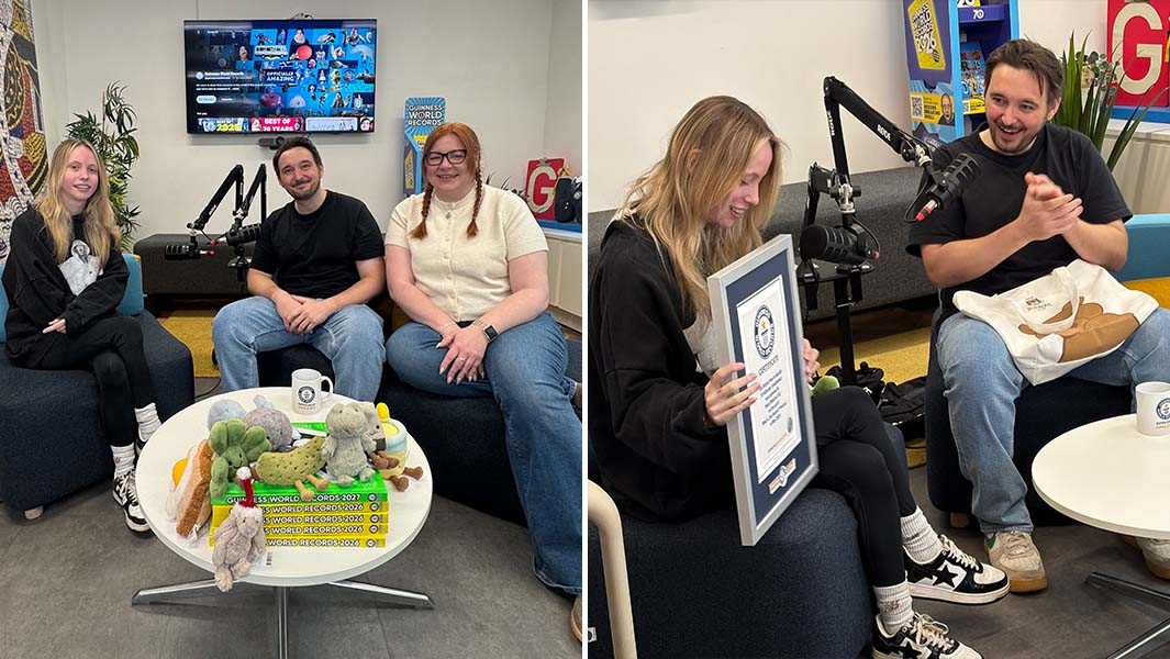 split image of Hope with GWR's Will and Vicki and holding her certificate