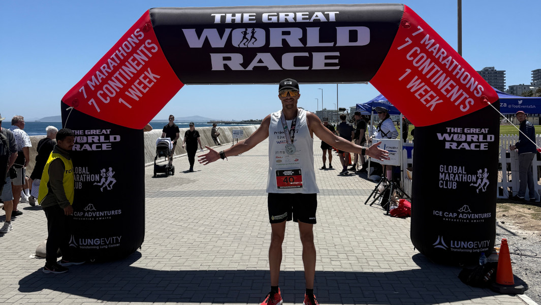 Three way split header image of Christian at the race, with his medals, and with his GWR Certificate