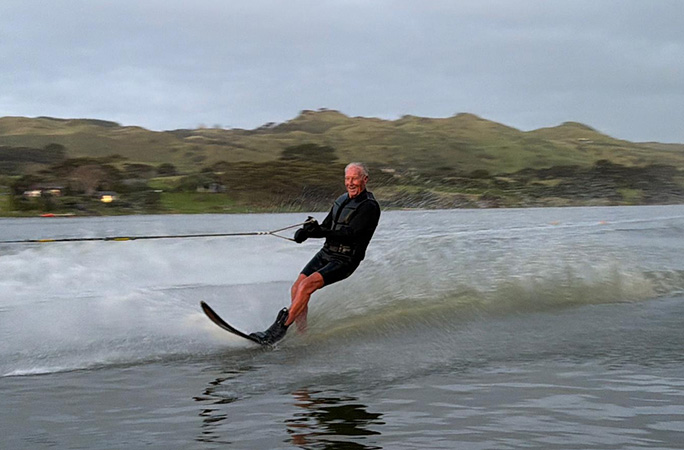 Bryan waterskiing