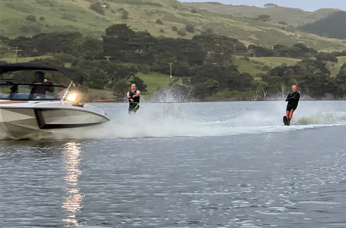 Bryan waterskiing
