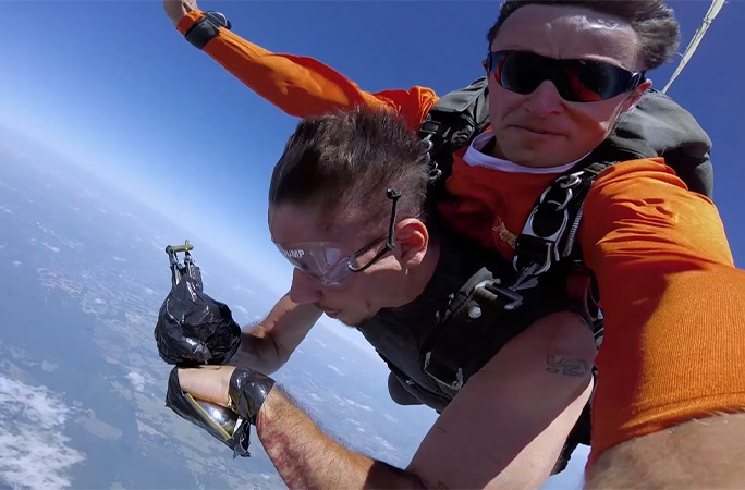 Funky during his skydive