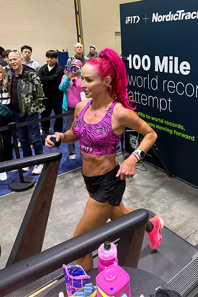 Ashley running on a treadmill