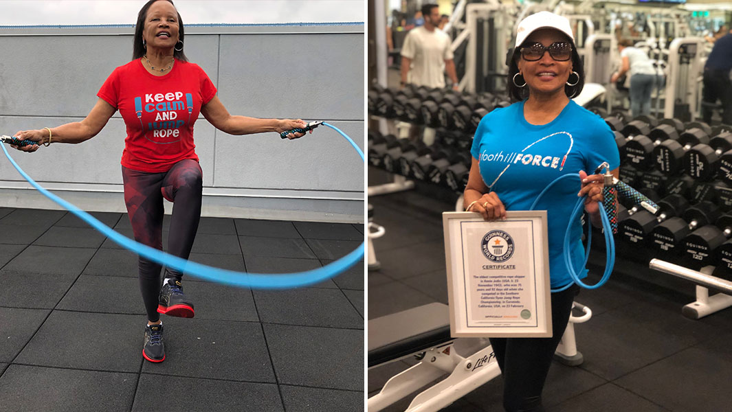 split image of Annie skipping and with a GWR certificate