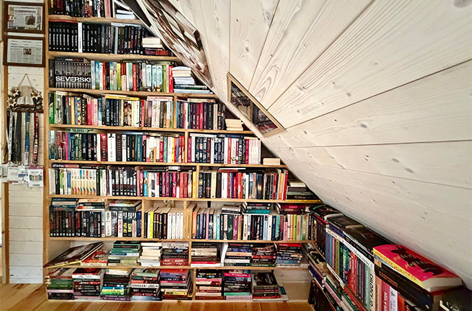 books on shelves