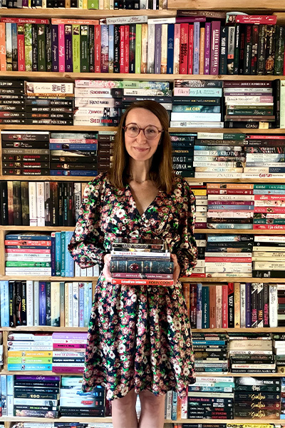 Wioleta holding some books