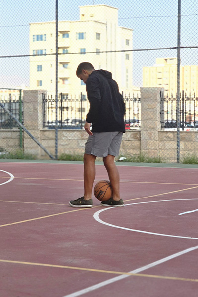 Hamed getting the ball into position at his feet