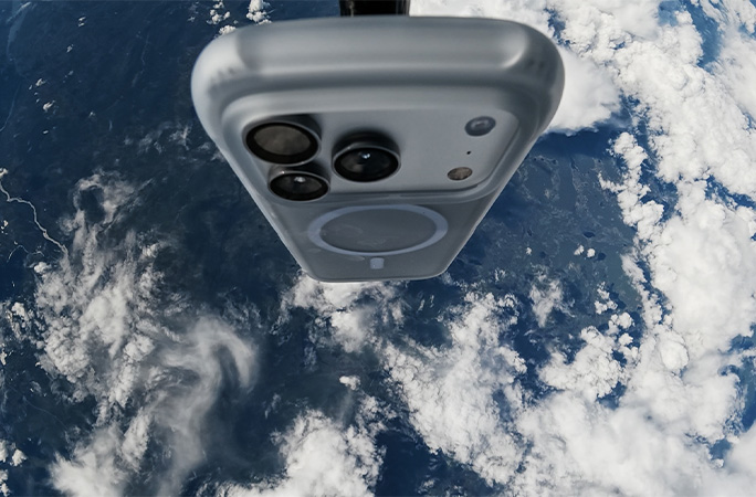 the phone up above the Earth