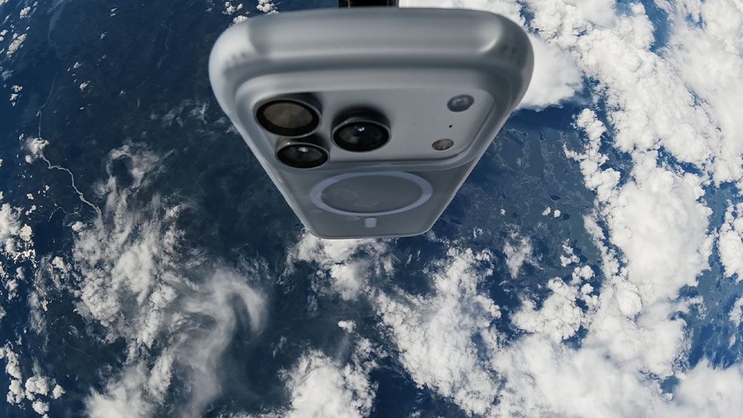 mobile phone in space and being recovered on the ground