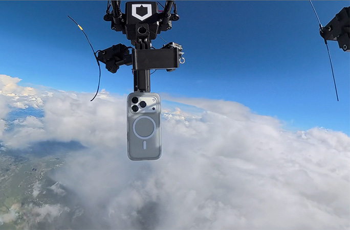 the phone flying into the sky