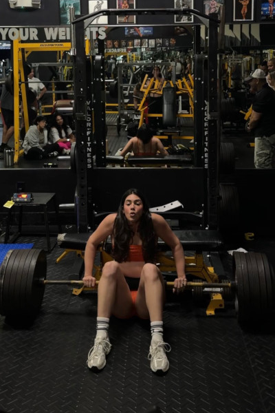 Lilian about to weightlift