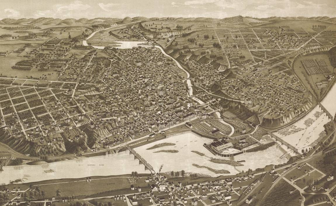 A map of Chippewa Falls, Wisconsin, in 1886