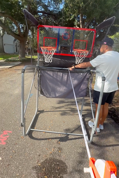 Measuring the distance between the hoop and the line