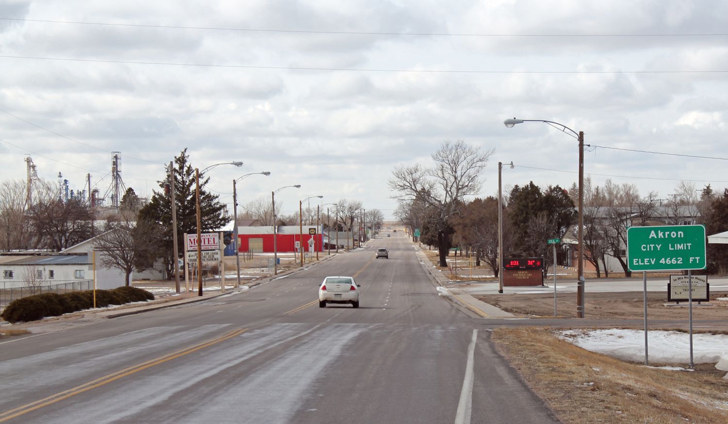 A street scene in the town of Akron, Colorado