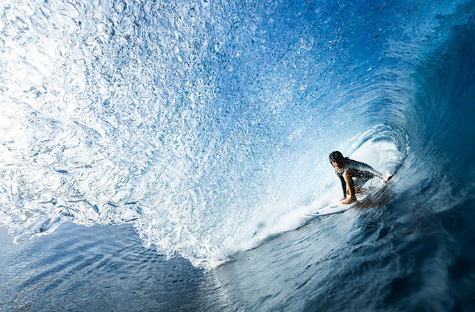 Kelia surfing