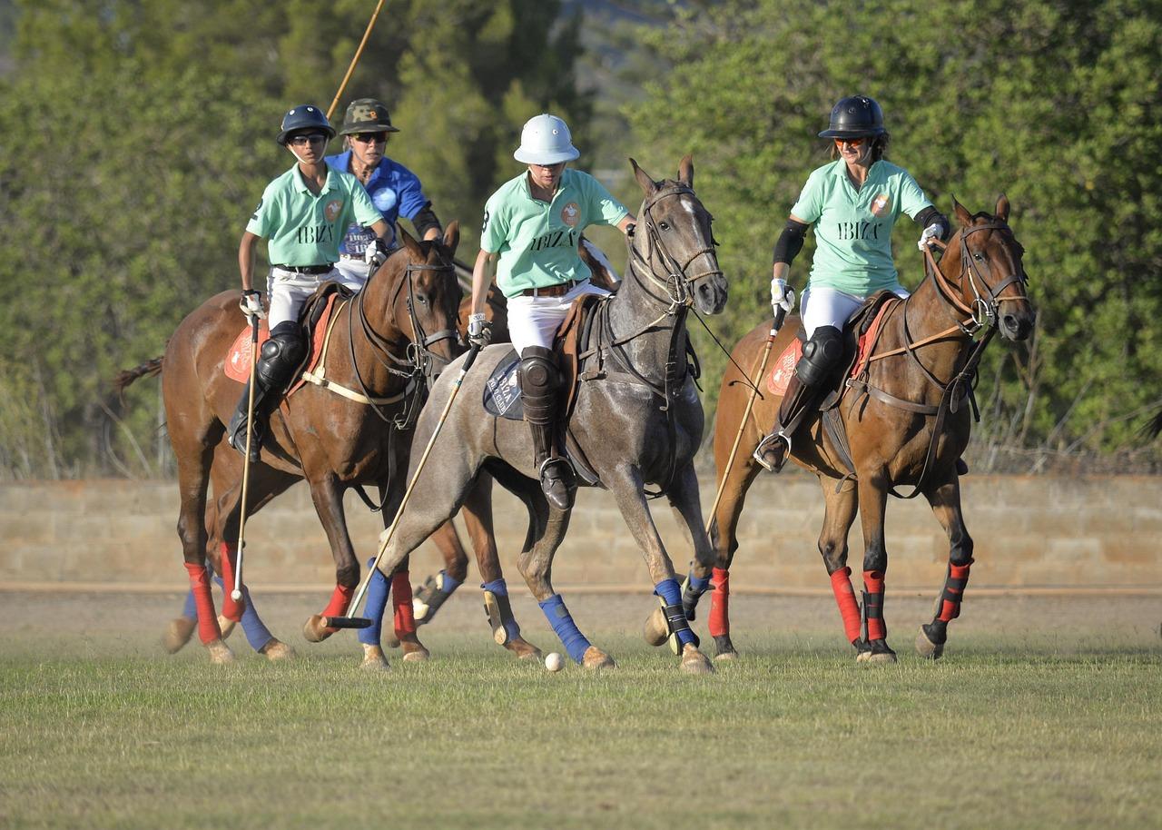 A group of polo players on horseback