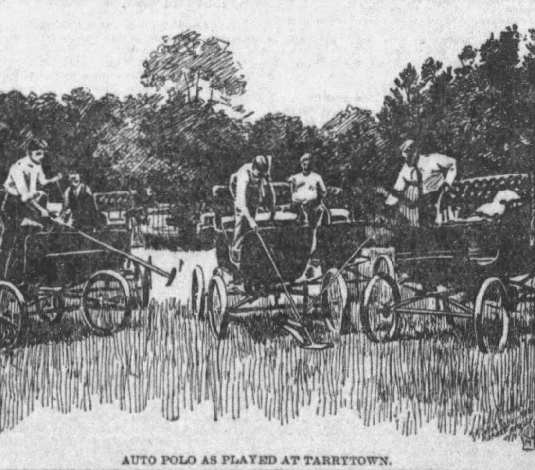 A contemporary illustration of the first game of auto polo