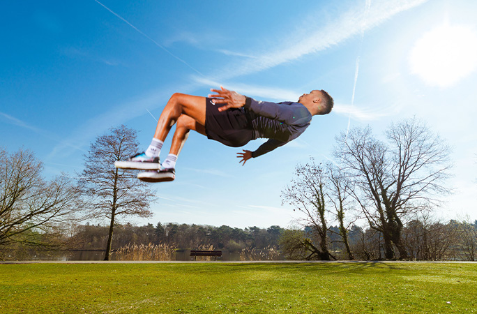 Fred doing a backflip