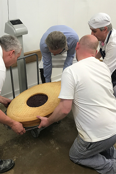 largest jam filled biscuit being weighed