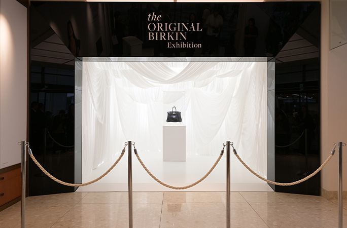 the Birkin on display behind ropes