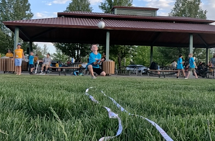 Jeremy catching the water balloon