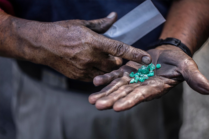 emeralds in hand