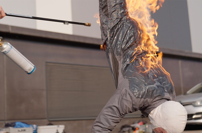 Filip being set on fire