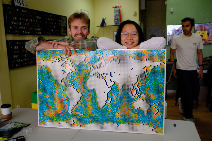 Athena and Sevy posing on the finished map