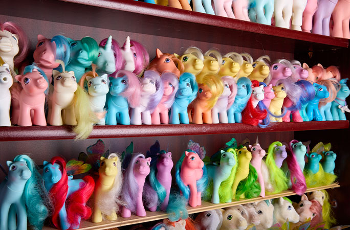 My Little Pony collectio on shelves