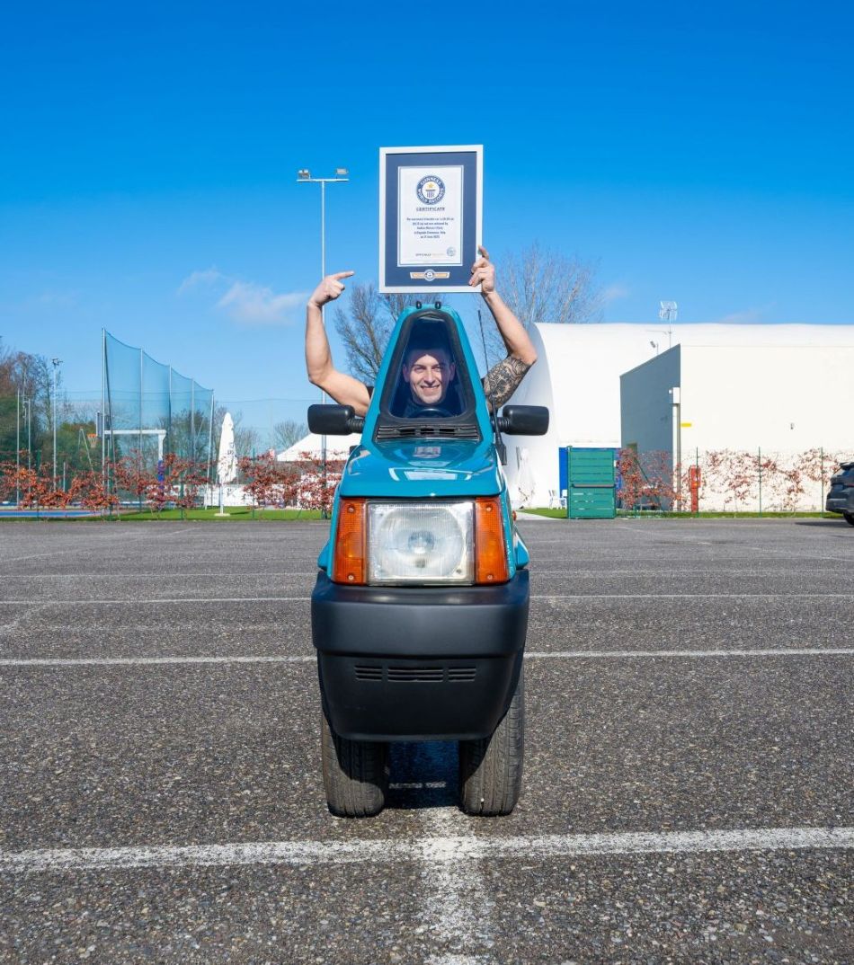 The world's narrowest car, viewed from the front