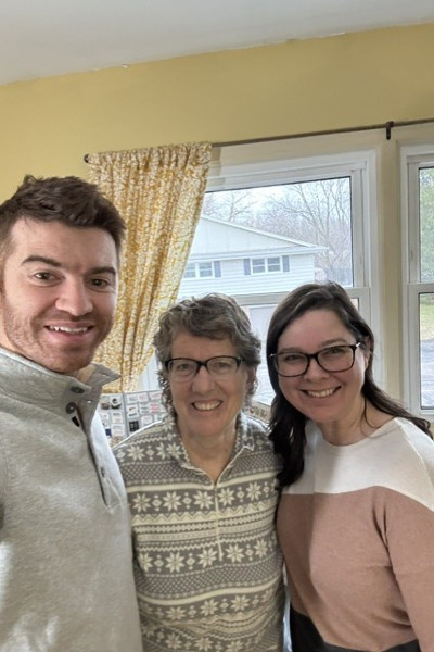 Linda smiling in a selfie with her two collecting friends