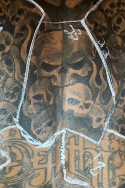 Closeup of Scott's back tattoos