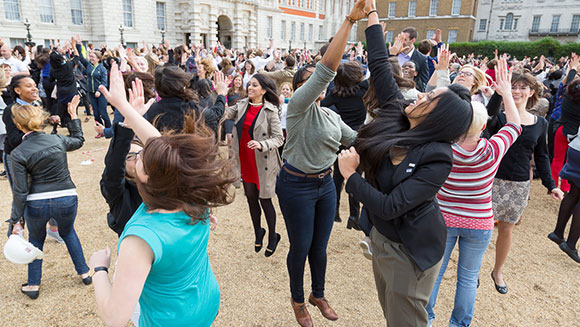 jumping high fives - header