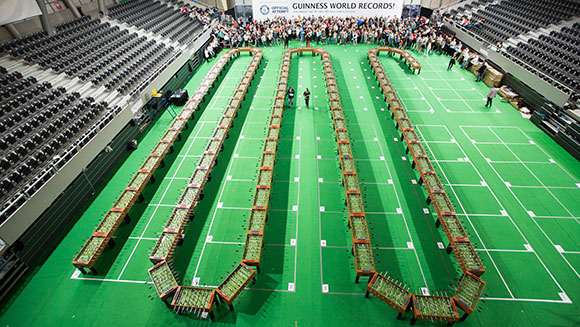 Longest line of foosball tables Nestle header
