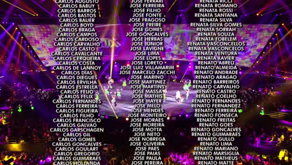 Most names credited in a single TV broadcast TV Globo header