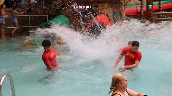 Most people down a waterslide in one hour