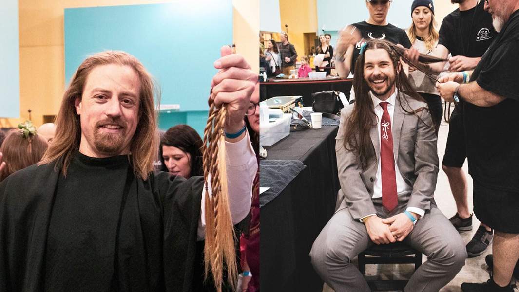 Longhairs co-founders get haircut at charity event