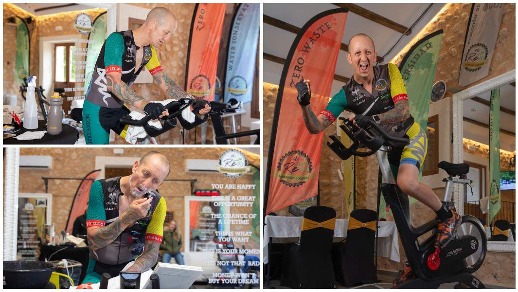 collection-of-images-of-ben-miles-attempting-longest-marathon-static-cycling