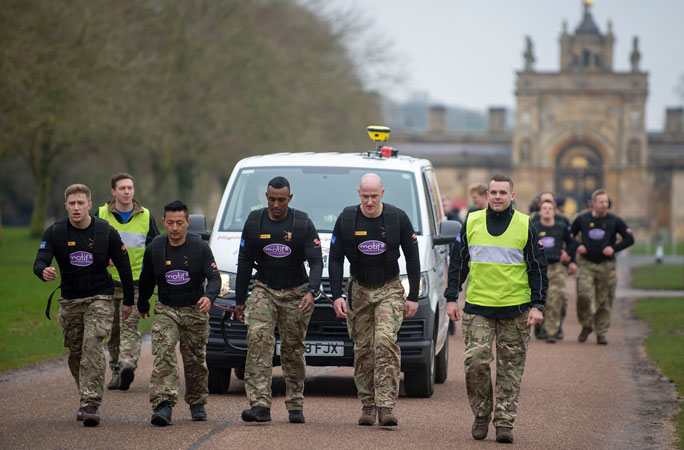 British Army troops pull van almost 50 miles to raise money for charity ...
