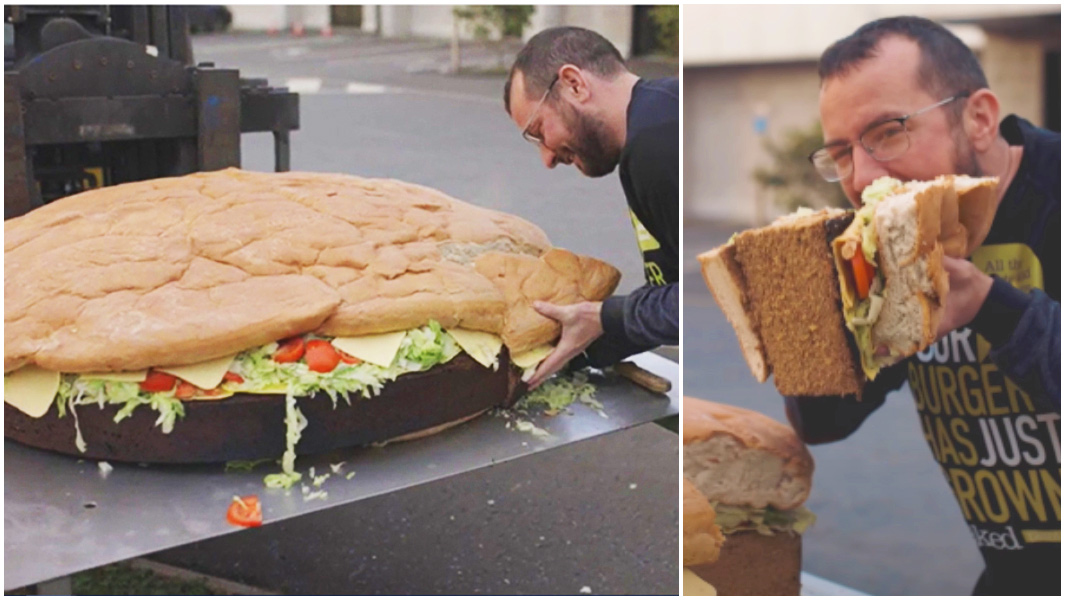 largest vegan burger split image