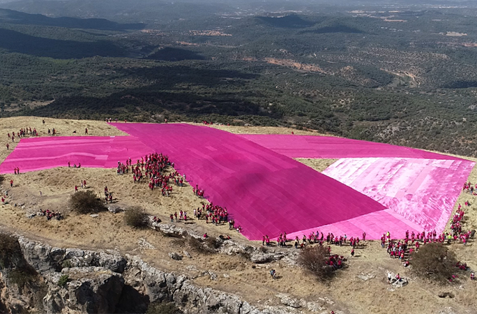 Largest awareness ribbon created for Breast Cancer Awareness Month ...