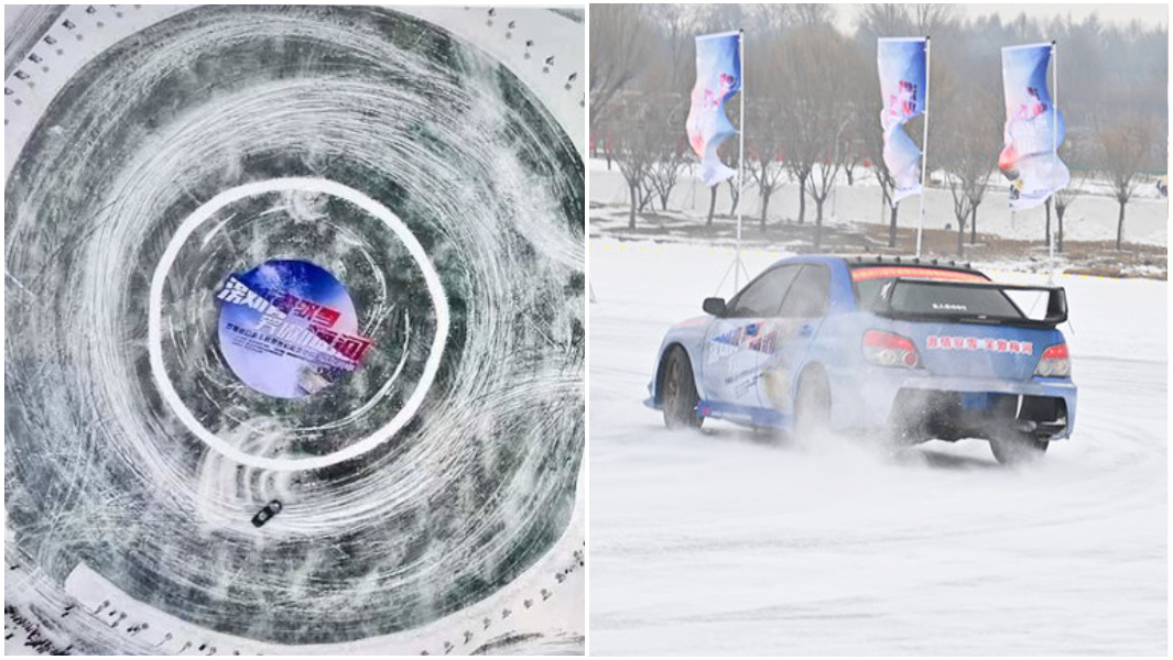 split image vehicle drift on ice