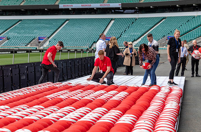 2,030 rugby balls used to create largest mosaic logo | Guinness World ...