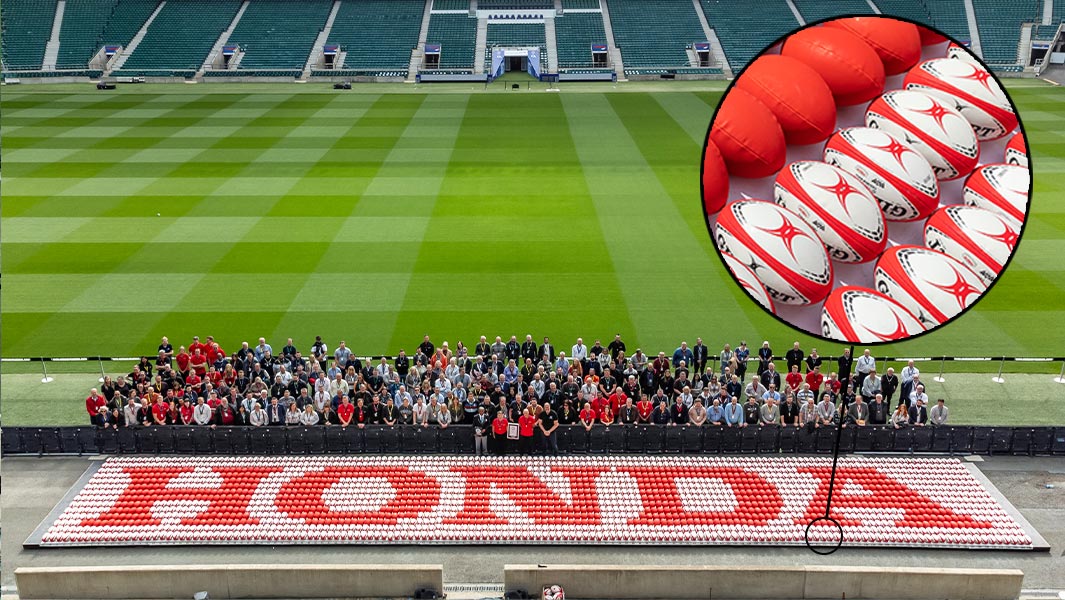 honda set largest rugby ball logo mosaic record