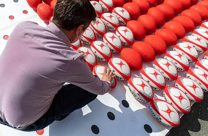 2,030 rugby balls used to create largest mosaic logo | Guinness World ...
