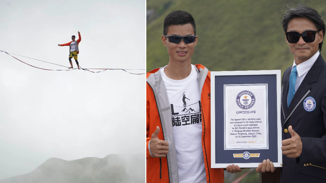 split-image-of-Shi-Hailin-attempting-slack-walking-and-holding-GWR-certificate-with_adjudicator