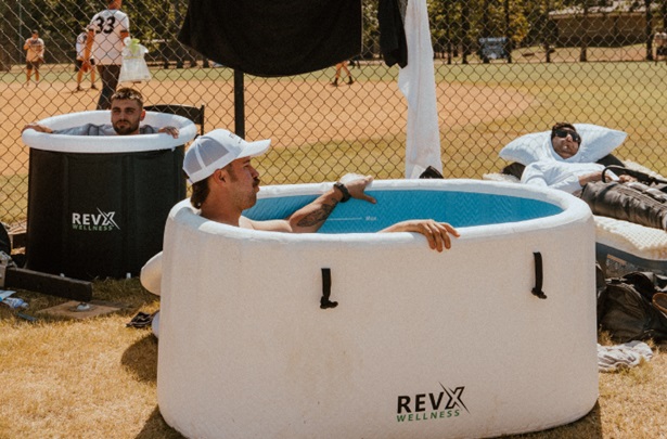 players taking ice baths