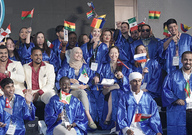 Participants celebrating achieving a world record